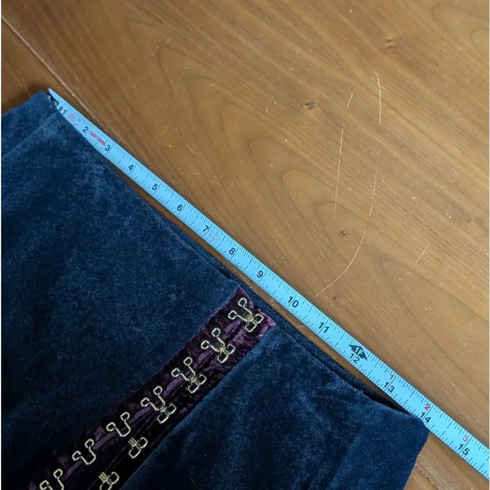 Gin Gin Paris Vintage Navy/Black Velvet Hook & Eye Pencil Midi Skirt, size S-M